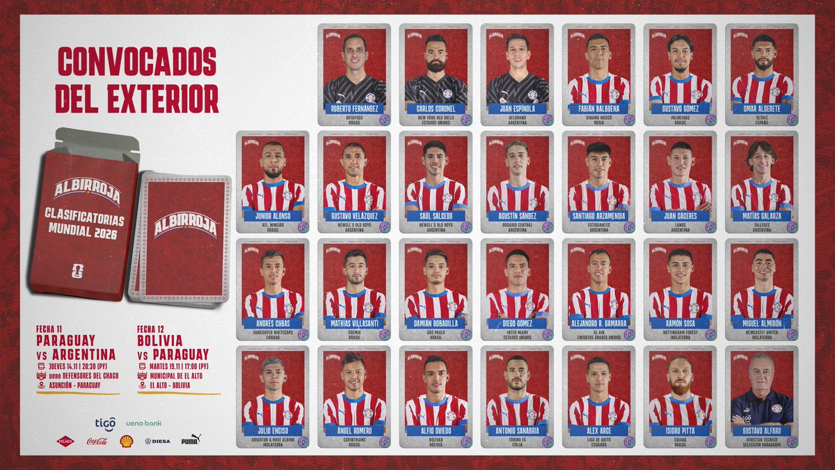 #Albirroja ⚪🔴 | ¡Los llamados para un nuevo combo! 📃

👉 Lista de convocados de clubes del exterior para los encuentros ante <a href="/Argentina/">🇦🇷 Selección Argentina ⭐⭐⭐</a> 🇦🇷 y <a href="/laverde_fbf/">LA VERDE 🇧🇴</a> 🇧🇴

🔜 Fechas 11 y 12 - Clasificatorias Sudamericanas al Mundial 2026

Los detalles: t.ly/iSqfJ