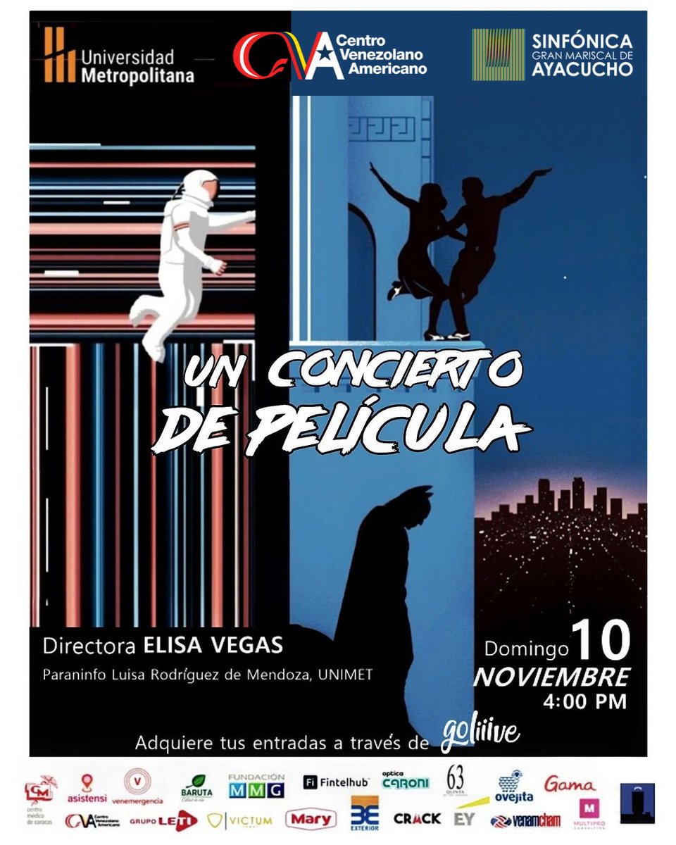 ¡Únete a la celebración del 35° aniversario de la @ayacuchosonando y disfruta de bandas sonoras de películas inolvidables!. Domingo 10/11/2024, 4 p.m., Paraninfo de la Universidad Metropolitana Luisa Rodríguez de Mendoza. Entradas a la venta en GoLiiive sge.st/xPS4z2z