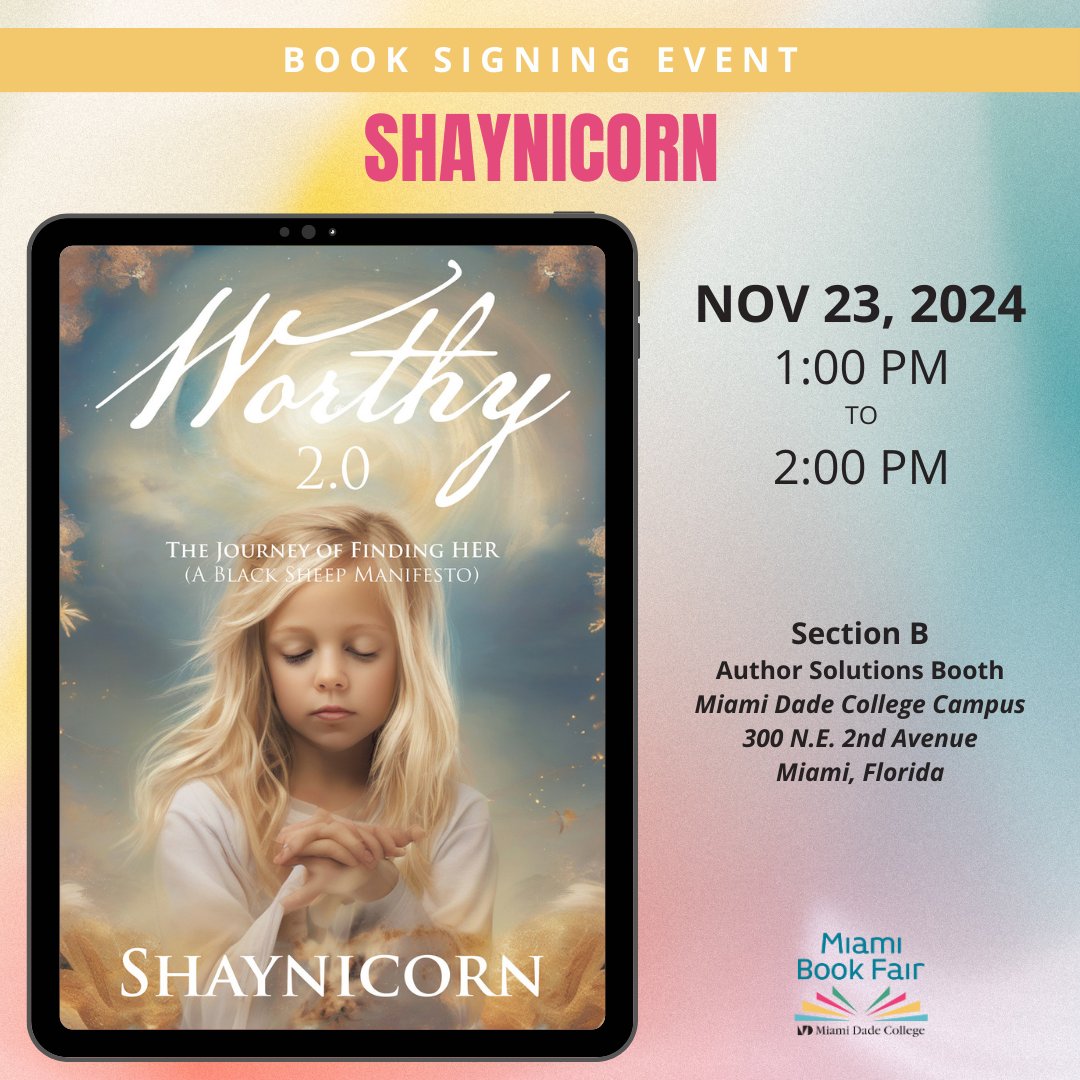 Balboa Press (@balboapress) on Twitter photo 💖 Discover the power of healing and self-love with "Worthy 2.0" by Shaynicorn!
Meet her at the <a href="/MiamiBookFair/">Miami Book Fair</a> for a book signing on Nov 23rd (1:00-2:00 PM).
🔗 Read more about the book at: balboapress.com/en/bookstore/b…
#TraumaRecovery #SelfDiscovery #Inspiration #BookSigning 💖 Discover the power of healing and self-love with "Worthy 2.0" by Shaynicorn!
Meet her at the <a href="/MiamiBookFair/">Miami Book Fair</a> for a book signing on Nov 23rd (1:00-2:00 PM).
🔗 Read more about the book at: balboapress.com/en/bookstore/b…
#TraumaRecovery #SelfDiscovery #Inspiration #BookSigning
