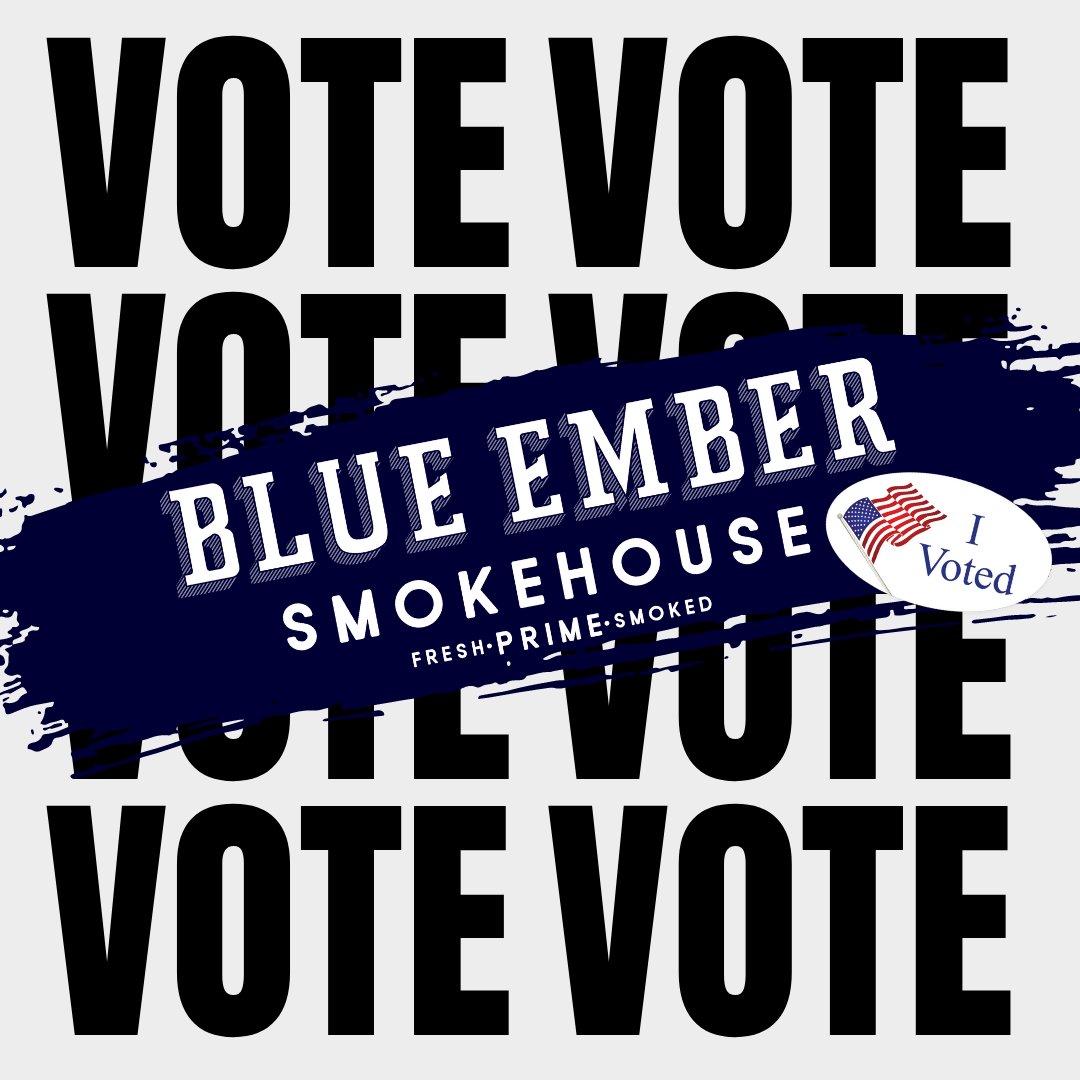 Voting is on the menu today! 🗳️ Make your voice count! Then stop by Blue Ember after the polls and let us fuel your Election Day with some BBQ goodness! #vote #2024election #blueembersmokehouse
