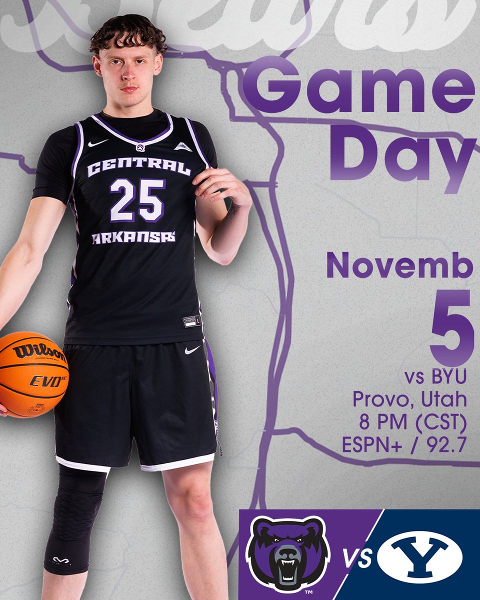 The Bears are back! It's Game Day from Provo, Utah. UCA vs. BYU at 8 pm (CST) #BearClawsUp 
📻 tinyurl.com/umy48tr4  
📺 tinyurl.com/2ekzx8fh 
📊 tinyurl.com/mpnu63wd
