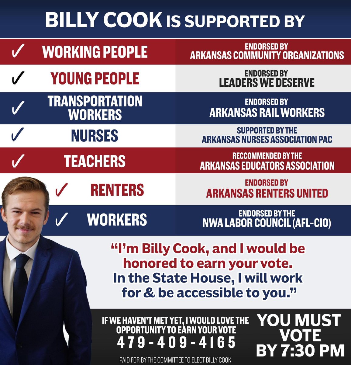 CookforAR's tweet photo. I have worked hard to build a coalition that includes Democrats, Republicans, Independents, and everybody in between! 

We’ve knocked 10,000+ doors in District 19 and are still knocking today. We’re the only team in this race that is earning votes! Let’s win! #arpx https://t.co/T5dtUUHyHE