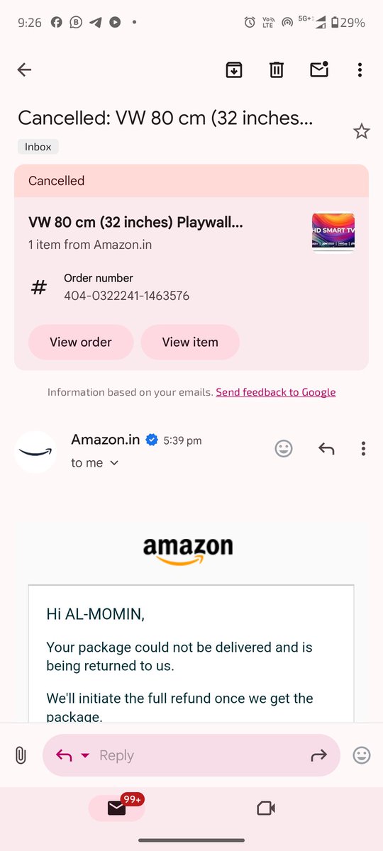 mdimranmomin's tweet photo. Without my permission how it's cancle. @amazonIN pls take action against @delhivery for this fraud. https://t.co/74xmdCABFL