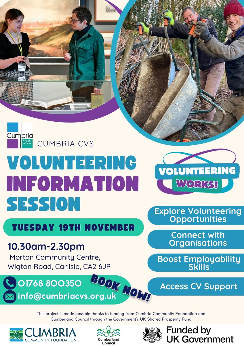 Why not pop along and explore the local volunteering opportunities in Carlisle. #cumbriacvs