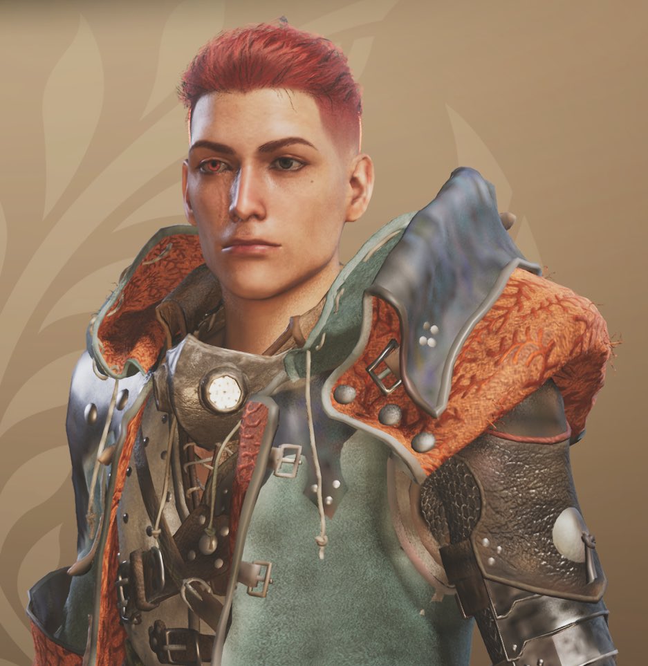 tteacayy's tweet photo. Luda!! He's a young, hard-headed spitfire with a lot to prove, trying to fill the shoes of his father, whom his mother lied about being a prolific hunter to hide the fact that he abandoned the family shortly after Luda was born. I love him and can't wait to take him into Wilds 🥰 https://t.co/DvjltQ85jy