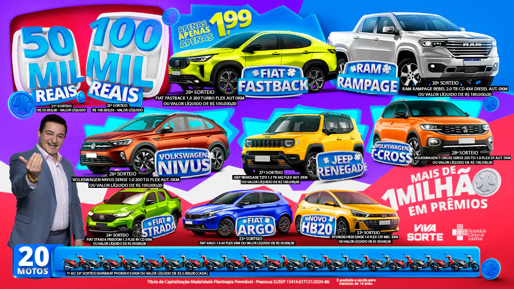 vivasortex's tweet photo. https://t.co/tPnSBxnc1o Viva Sorte - ESPECIAL por apenas R$ 1,99!O sorteio é Domingo no dia  a partir das 10:30hrs na TV BAND para TODO BRASIL, com apresentação de Renato Ambrosio! Vem ser feliz com o Viva Sorte!👇👇👇👇👇👇👇
https://t.co/tPnSBxnc1o https://t.co/2gm1ri3Lv5