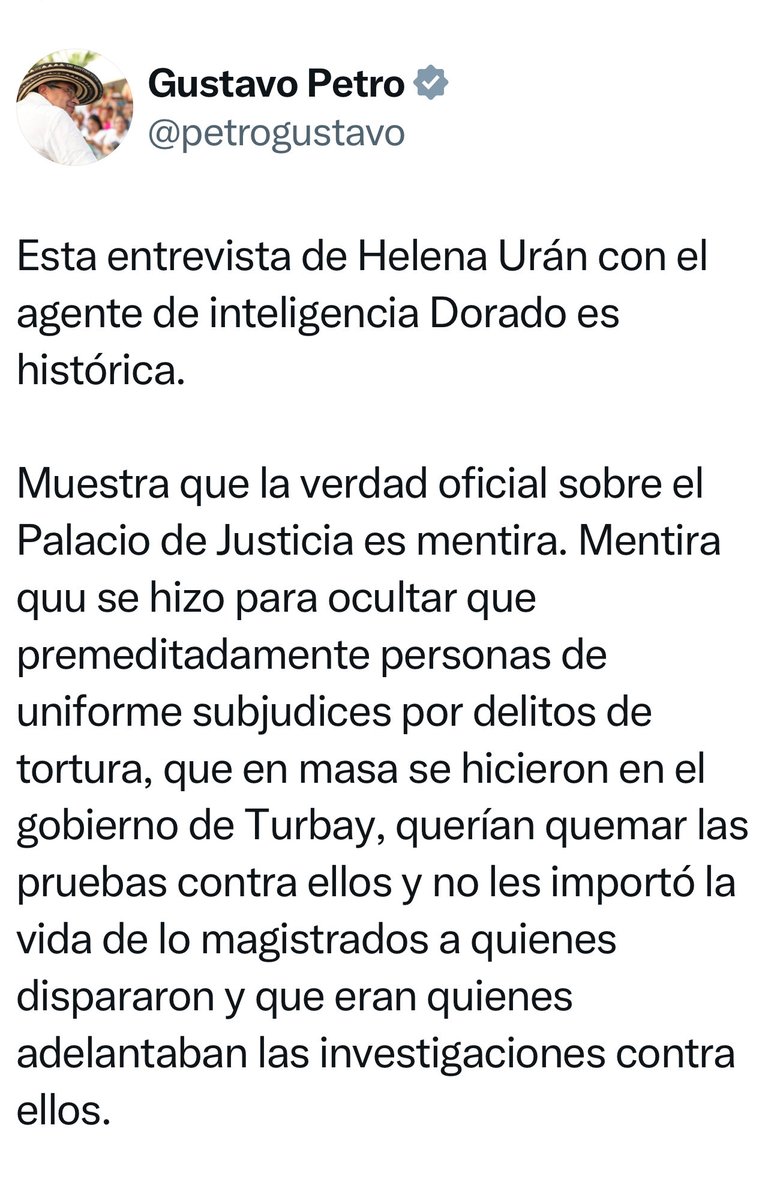 HelenaUranBideg's tweet photo. ⁦@petrogustavo⁩ busco que podamos crecer sin odios y como país

La verdad es dura, pero es la antesala a la reconciliación, la paz y la no repetición

Le pido que apoye mi solicitud para la desclasificacion de archivos🇺🇸 en relación a esa masacre https://t.co/HBctvv1w2d