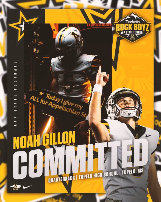 gillon_noah's tweet image. #AGTG COMMITTED!⚫️🟡 #GoApp 

@coach_sclark @CoachFrankPonce @thomasguerry @CoachAlecCobb @ThardiN1235 @Coach_TWard @MHAYG00D @QBC_Nashville