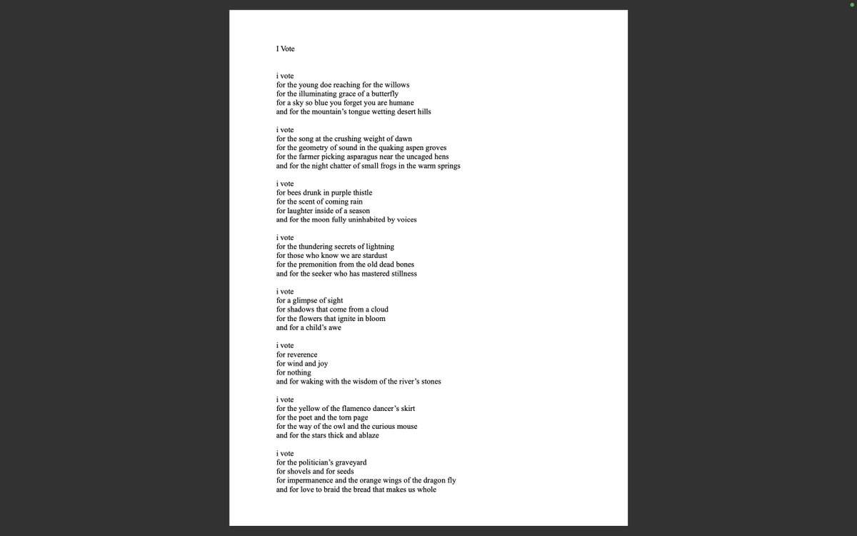 A poem I wrote for this day...it's called

I Vote