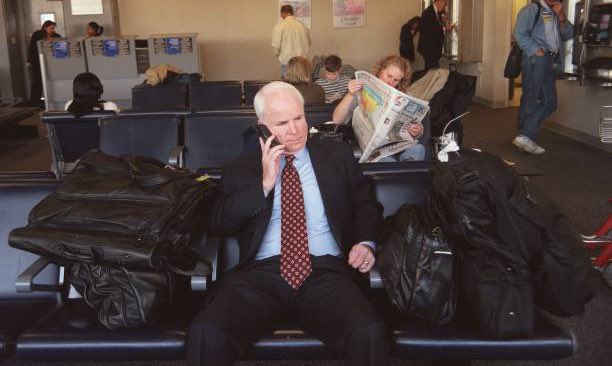 Bush’s opponent, John McCain, was also meant to make a campaign stop, but he’s stuck in Newark Airport (EWR) after his flight was cancelled: