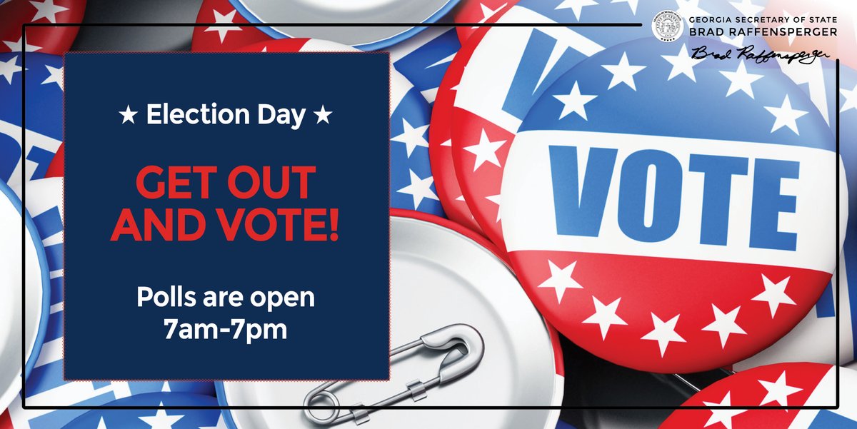 Make sure you've checked your polling place on My Voter Page!

If you haven't voted since the last Presidential election, it may have changed.

Visit My Voter Page at mvp.sos.ga.gov to confirm. Bring your ID, and VOTE!