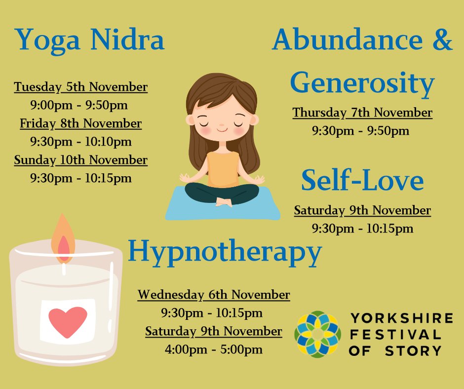 Looking for a way to relax? With guided techniques and meditations with the wonderful @SitaBrand , alongside empowering hypnotherapy sessions with the brilliant Shannon Henriksen, find the perfect way to chill out at one of our sessions🧘‍♀️☮️👇 #YFOS24
yorkshirefestivalofstory.com/events/categor…