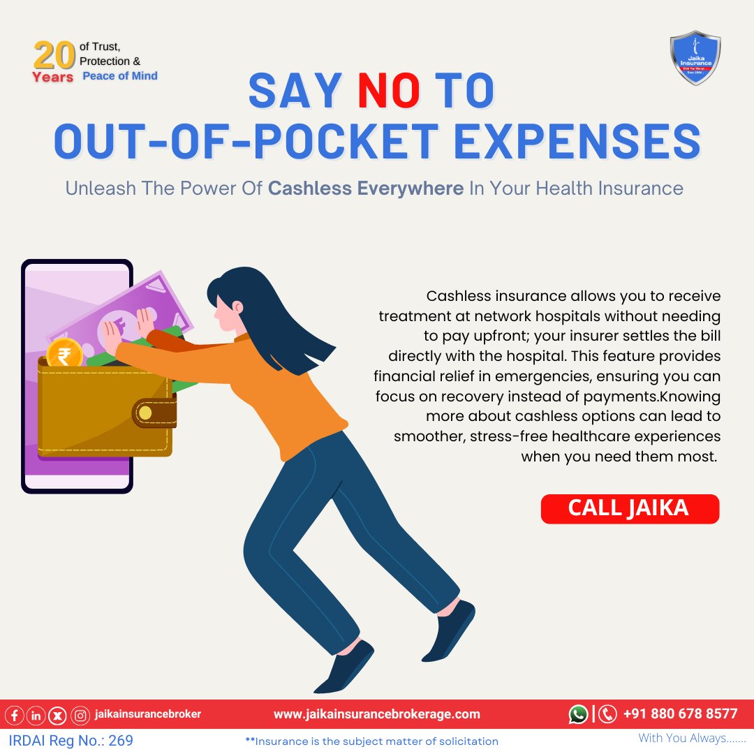 JaikaInsurance's tweet image. Stay worry-free with #cashlessinsurance. Cashless #insurance allows you to get treatment without paying out of pocket at #networkhospitals.
Show your policy, and #Jaika will handle the rest directly with the hospital—so you can focus on what matters most: getting better.
