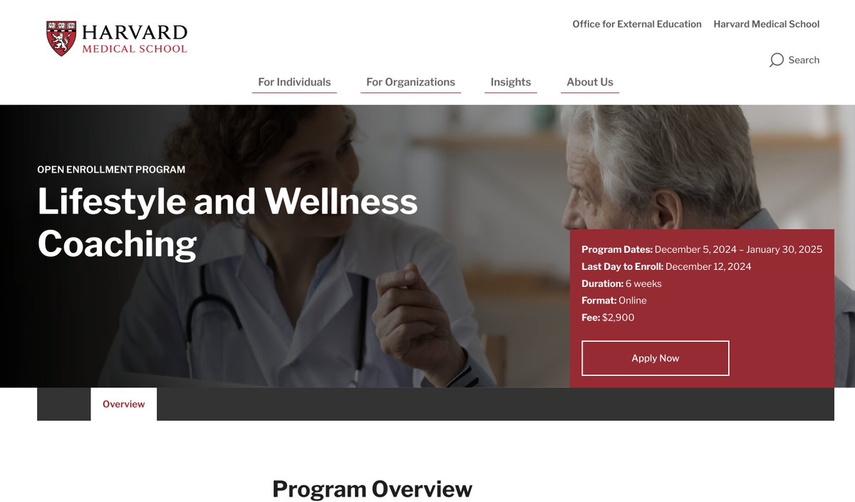 Join me on this lifestyle medicine and coaching journey.
It starts on December 5, 2024.

Delighted to include guest faculty Dr. Robert Brooks and Stelios Kiosses. 

Here's the link:
corporatelearning.hms.harvard.edu/individuals/ex…

#healthcare #coaching #WellnessJourney #lifestyle #lifestylemedicine
