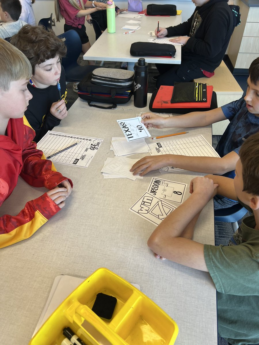 MrsBenzTIS's tweet image. 📊 Race to 270 Electoral Votes! Students in Mrs. Daloia’s math class competed in teams for our Election Day activity, using math to simulate the excitement of election strategy! #ElectionDay #MathInAction #TrinityIntermediateRocks @TRINITY_MLUCAS