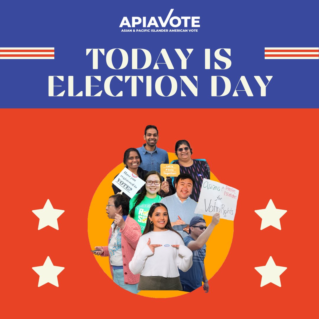 APIAVote's tweet image. Today is the day! Your vote is your power—don’t let it go unspoken. Head to the polls and make your voice heard.

Need help? Call our hotline at 1-888-API-VOTE (1-888-274-8683).