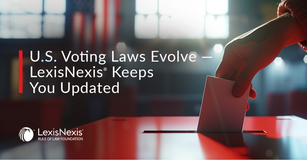 Ready for Election Day?

The LexisNexis® U.S. Voting Laws &amp; Legislation Center provides FREE essential resources on voting laws across the U.S. Stay informed before you cast your vote! bit.ly/3zDr402

#VotingRights #RuleOfLaw #VotingLaws
