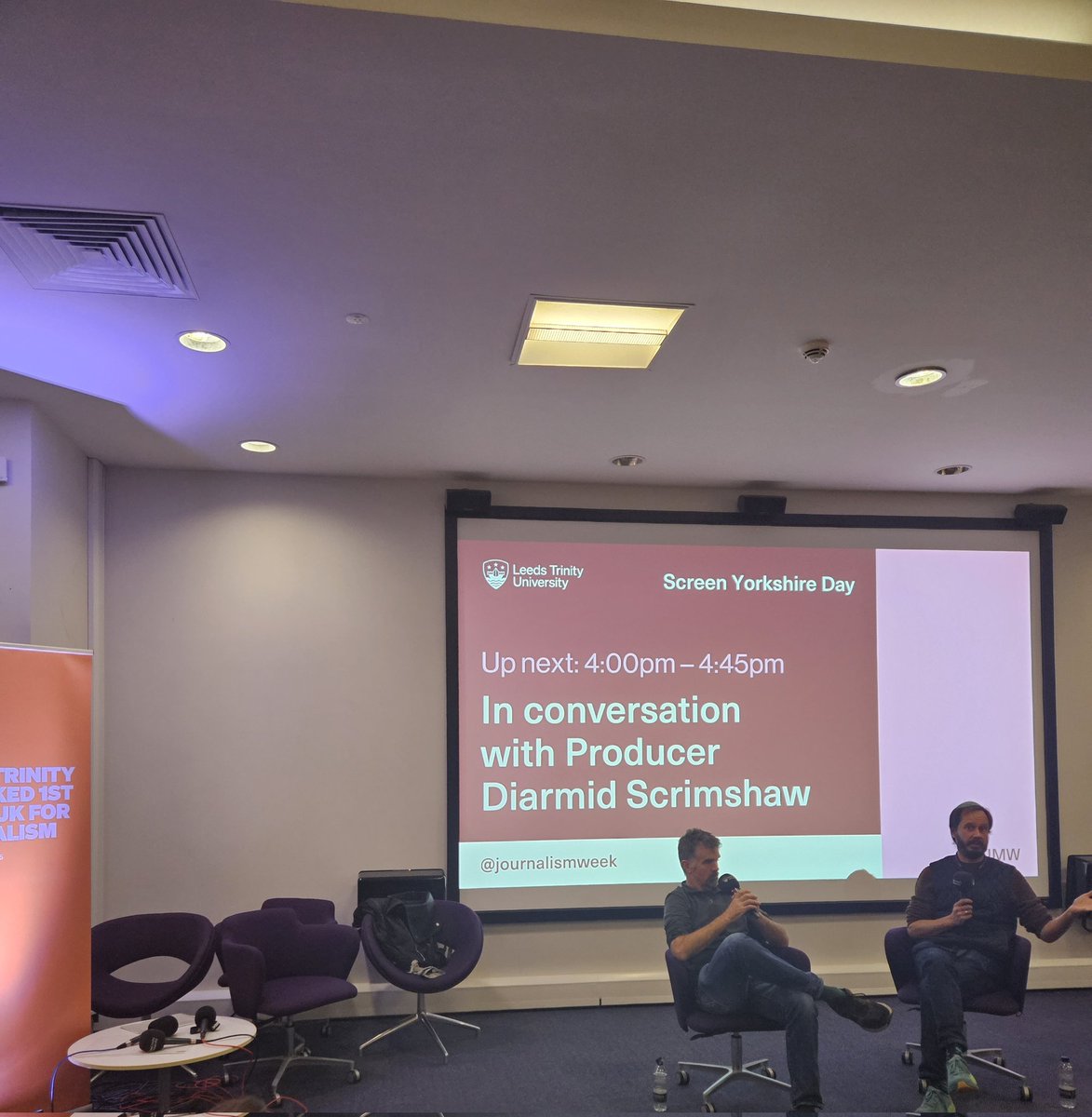 BeanJourno's tweet photo. Diarmind Scrimshaw reminisces about his introduction to movie legend Spike Lee @Mr_D__.  Apparently, jokes about names were made. #LTJMW @JournalismWeek https://t.co/R7DOE88k1K