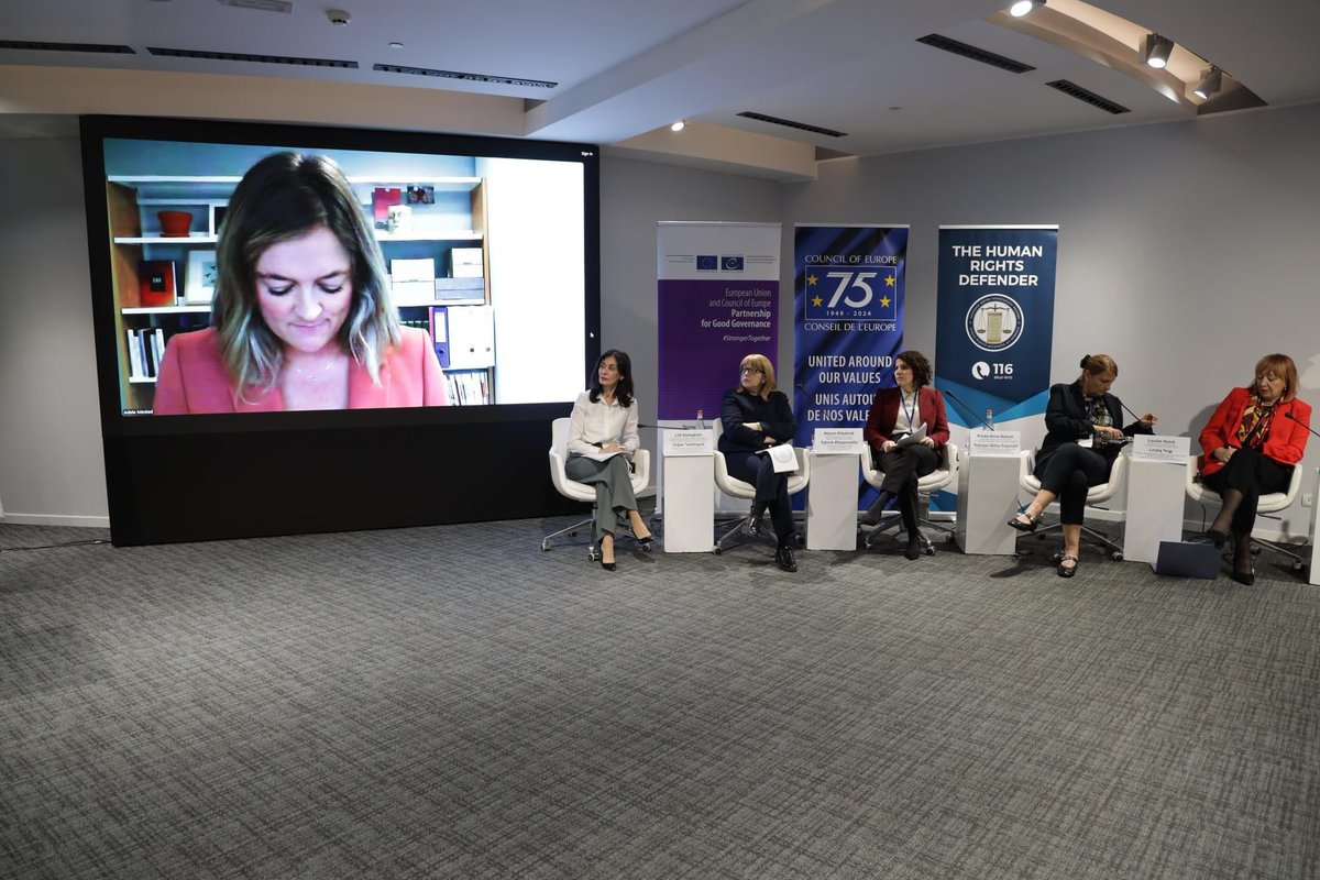 OmbudsArmenia's tweet photo. At Armenia’s HRDO 20th-anniversary conference, Louise Holck (DIHR), Priska Anna Babuin (ODIHR), Alyson Kilpatrick (NIHRC), Jasminka Džumhur, &amp; others discussed the vital role of Ombuds/NHRIs in human rights, emphasizing "independence &amp; impartiality" as core principles. #Ombudsman https://t.co/fOVcbVewWD