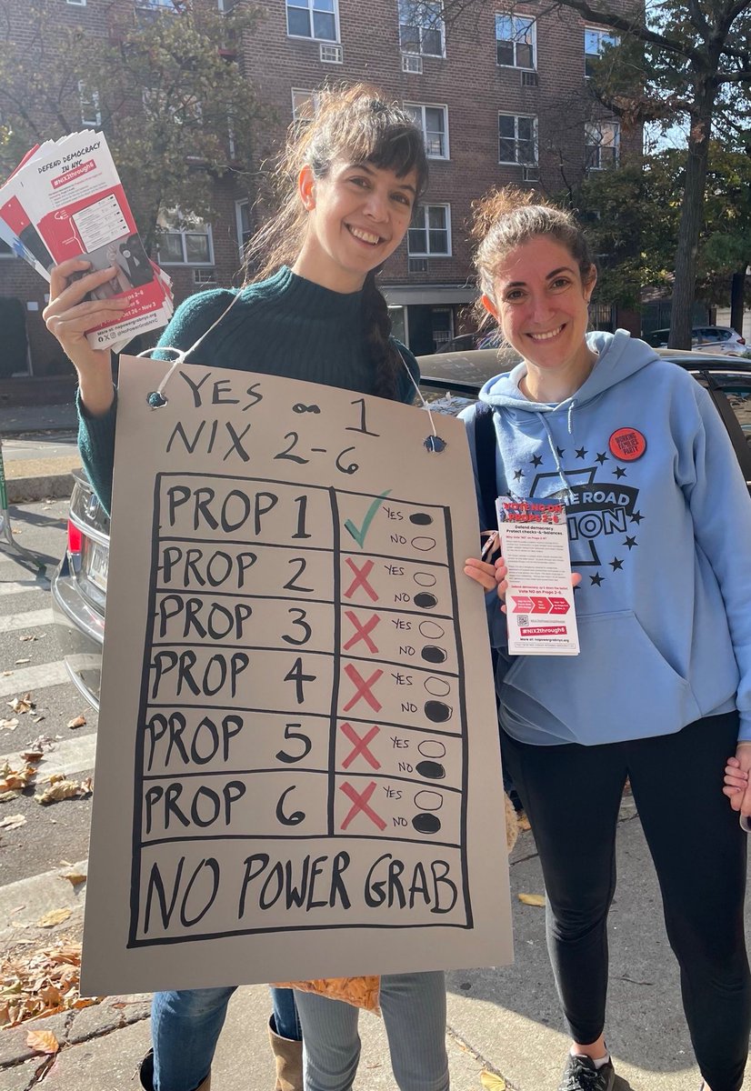 IDP Advocacy Director @yasminefarhang spent this morning reminding NYCers to #Nix2Through6 and vote NO on Props 2-6! 

Democracy functions best when different branches of government can check each other's power. Props 2-6 would weaken that and give the mayor unchecked power.