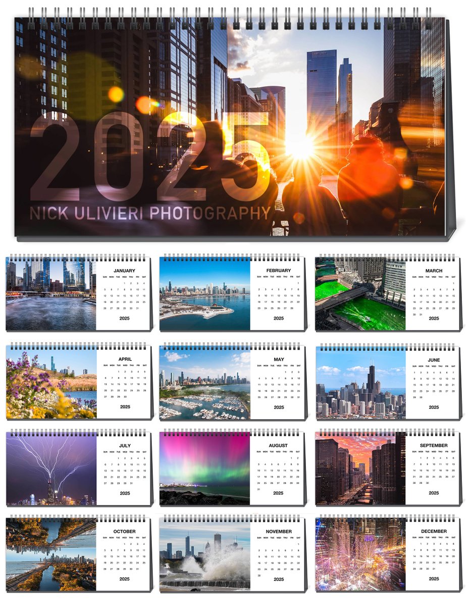 ChiPhotoGuy's tweet photo. Here's a look at my 2025 desktop calendar! The'll drop in my shop in a couple weeks. Stay tuned. https://t.co/amgL8IPEVl