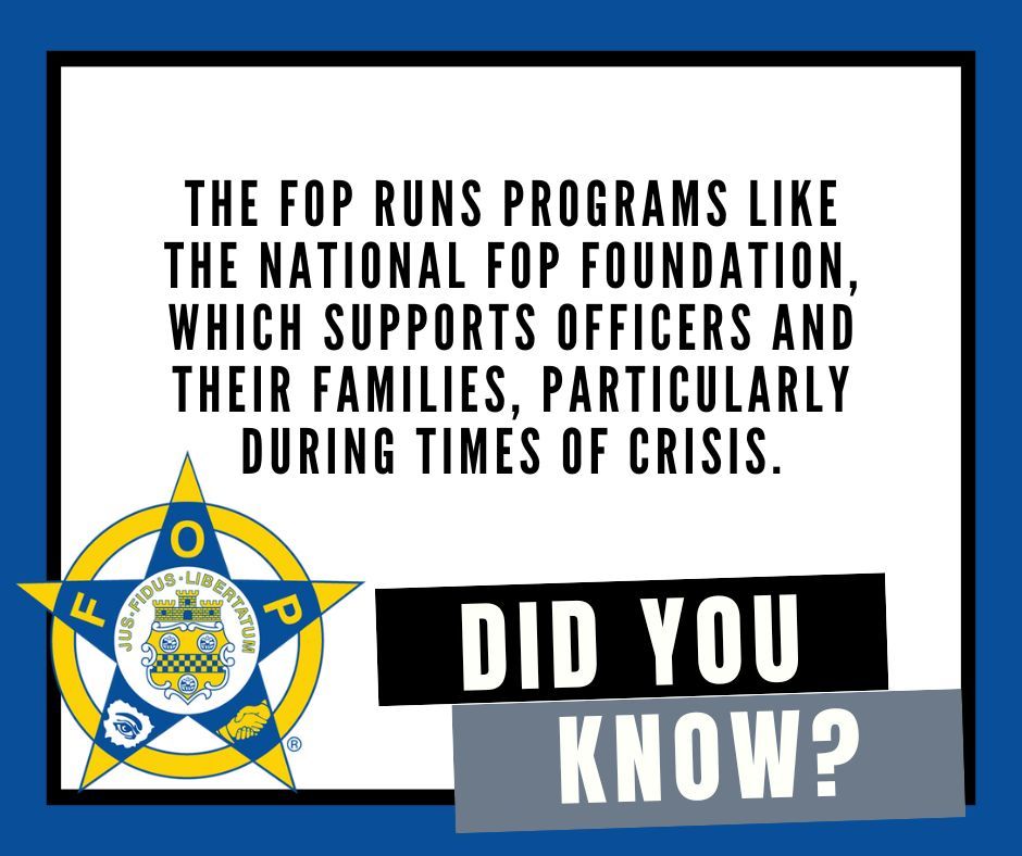 GLFOP's tweet photo. The National FOP Foundation supports officers and their families, especially in times of crisis. Together, we stand strong! 🤝#FOPFoundation #SupportOurHeroes #LawEnforcement #PoliceFamilies #CrisisSupport #Community #FirstResponders #Charity https://t.co/x25D5fgNMK