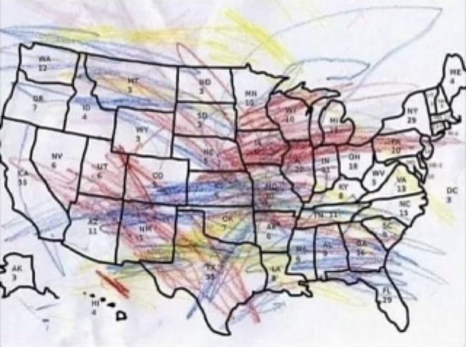 Gamma_Monkey's tweet image. No, this isn't a presidential election map.  This is actually a page from Kamala Harris's coloring book