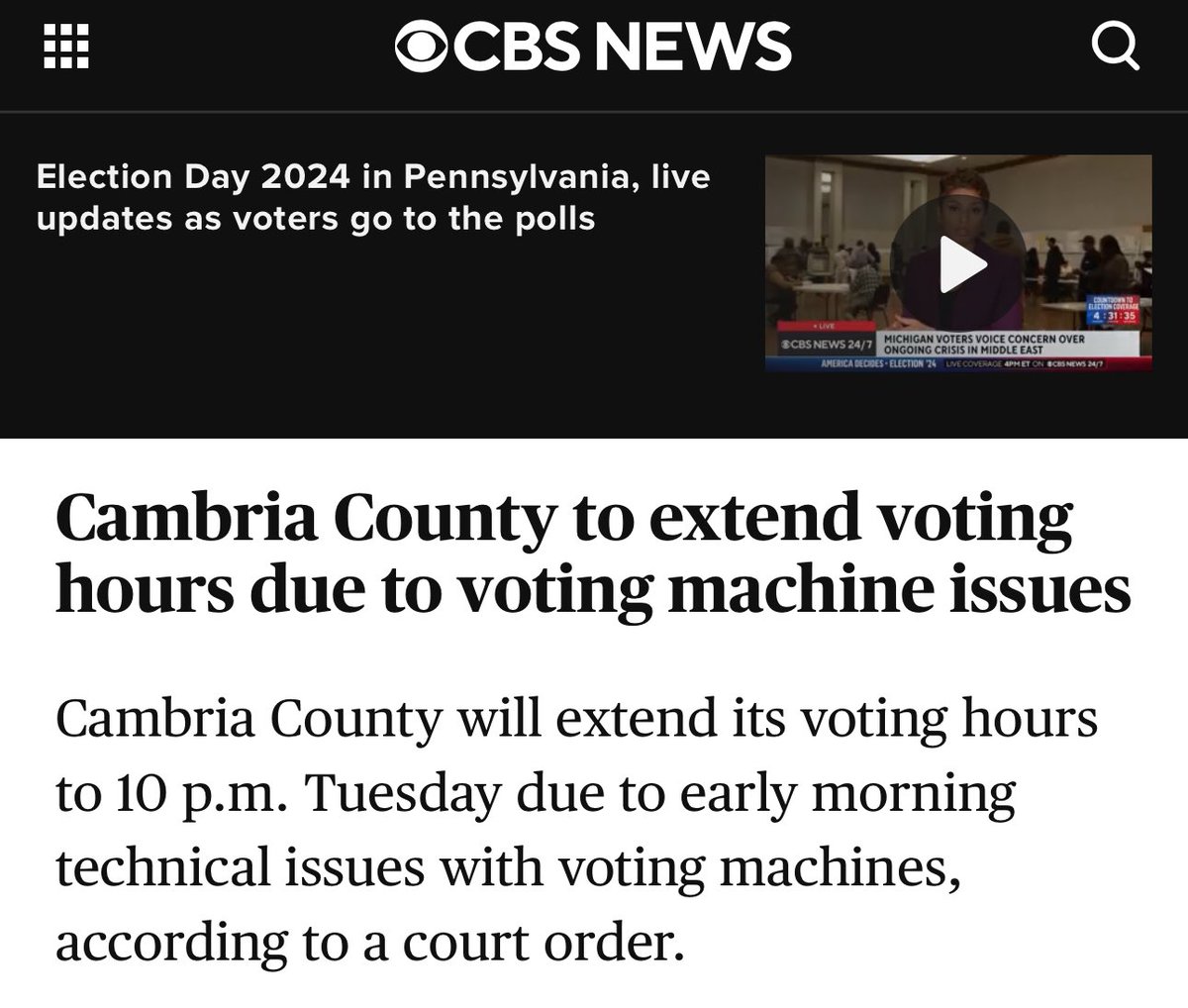⚠️CAMBRIA COUNTY⚠️

Voting hours extended until 10:00pm👇