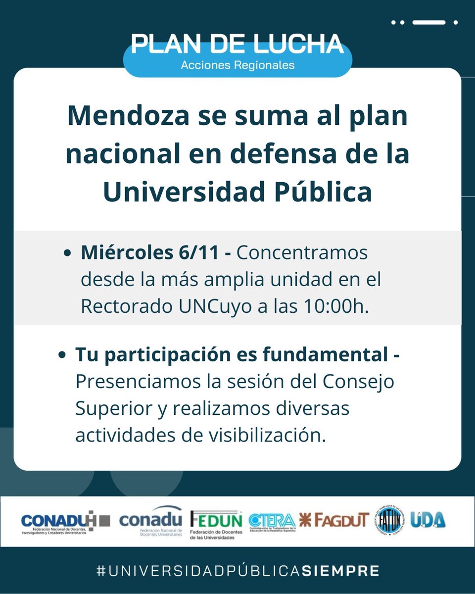 fadiunc's tweet photo. 🔵 MIÉRCOLES 6 DE NOVIEMBRE: VISIBILIZACIÓN DE NUESTROS RECLAMOS https://t.co/WtqKFVhQqQ