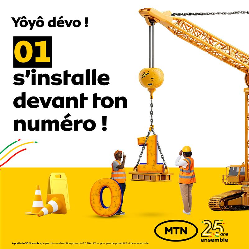 🚨Tous les numéros au Bénin prennent un coup de jeune dès le 30 novembre 2024, nous passons à 10 chiffres.  Ajoutez "01" avant chaque numéro et restez connecté sans soucis.
#MTNBénin #Numérotation2024 #SimpleComme01
