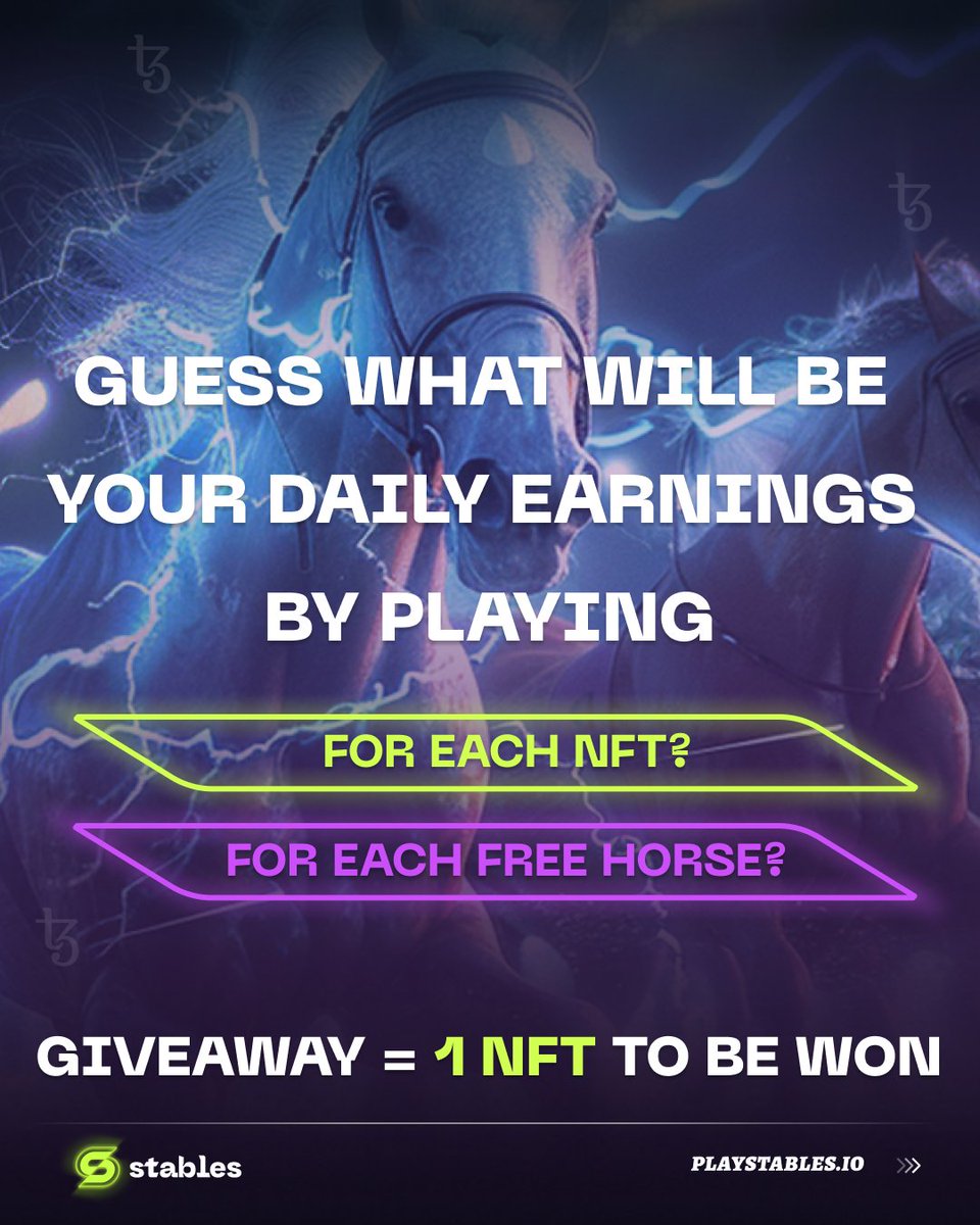 🎁 NFT giveaway 🎁

 Want to win 1 NFT, Racers ?

Guess what your daily earnings will be by playing 🤑
💰 with an NFT ?
💰 with a Free horse ?
 
To participate :
👉 Like + RT
👉 Tell us your answer in the comments 👇

#Giveaway #PlayAndEarn #Tezos #OwnPlayThrill