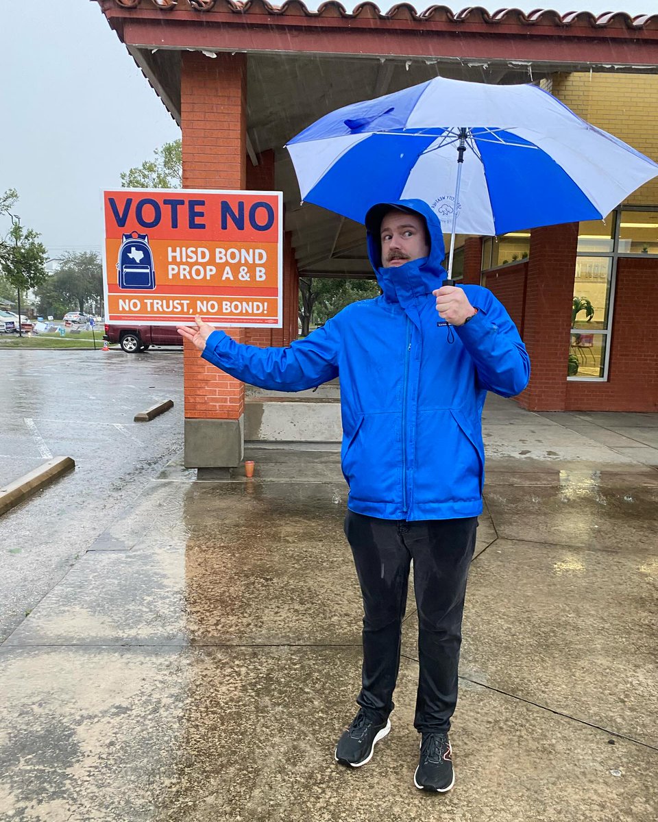 #NoTrustNoBond #Vote2024 

Soaking wet at Moody Park because <a href="/RuthKravetz/">Ruth Kravetz</a> said to do it. Polls are open till 7pm.