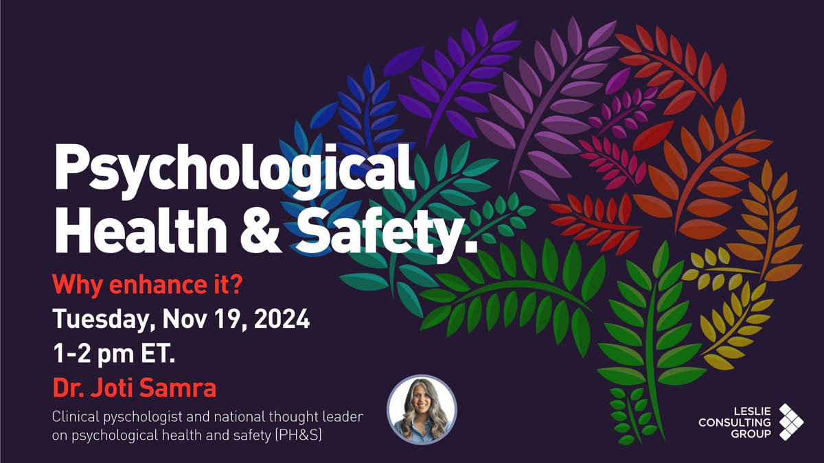 Join our final webinar of the year!
On Nov 19, <a href="/drjotisamra/">Dr. Joti Samra</a> from PH&amp;S Clinic will share practical strategies to boost mental health &amp; safety at work—a must for leaders &amp; HR pros! All attendees get an exclusive toolkit. 

Secure your spot: us06web.zoom.us/webinar/regist…

#MentalHealth