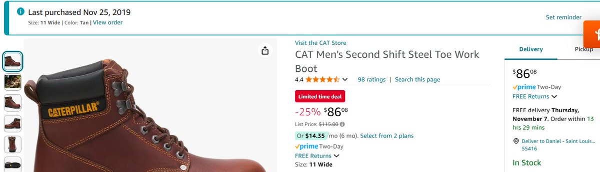 TheLastSavage1's tweet image. #TCNT @jdtcnt @MitchBerg_Radio @Shabbosgoy @billglahn 

 Looking to buy some new work boots.  Looked up the last pair I bought in 2019.  This is the current price and my previous order. 59.5% increase in price, and that is now "ON SALE." Regular price is now well over double.🙄