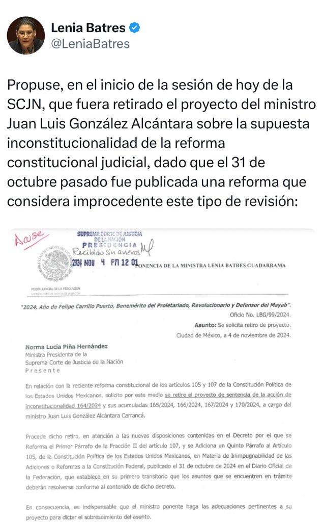 Funesta's tweet photo. Lenia Batres, haciendo un “Lenia Batres”

Vota en contra de su propia respuesta🥹

Es tan nefasta que en una de esas, la quieren presidiendo la Suprema Corte.

 https://t.co/LQGCRvRycp