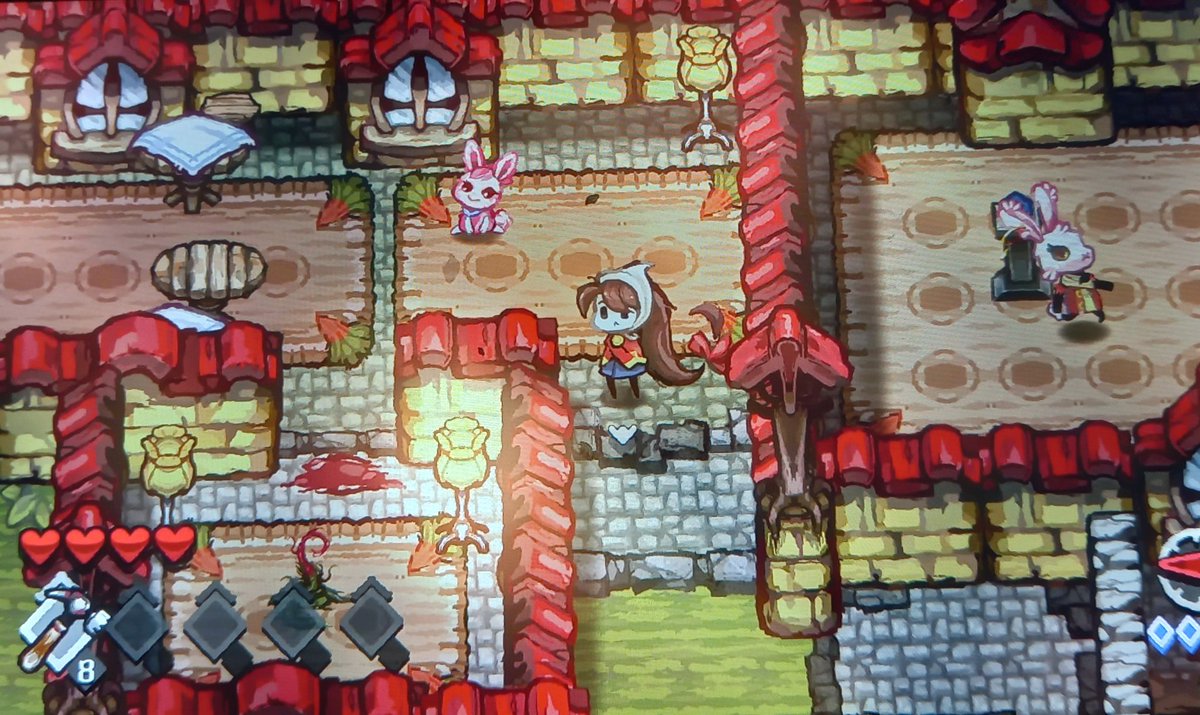 Nayuleska's tweet photo. Chased by a scary bunny in #BeforetheNight #NintendoSwitch https://t.co/Mi1bao0piw