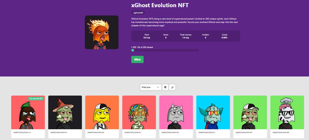 xghostnft's tweet image. Only 200 XGhosts exist, and they’re vanishing quickly! ⏳ 

Don’t miss your chance to own an evolved, supernatural spirit.

Secure your place in the XGhost saga today—just 3 XRP per XGhost. How many are left? Not enough! 

#xGhostEvolution #ScarceTreasures #NFTCountdown
