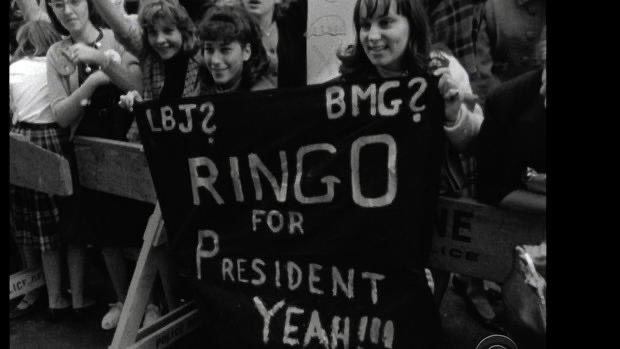 peterlanee's tweet image. Ringo Starr for President 🇺🇸 Beatles fans outside of the Republican National Convention in San Francisco, 1964