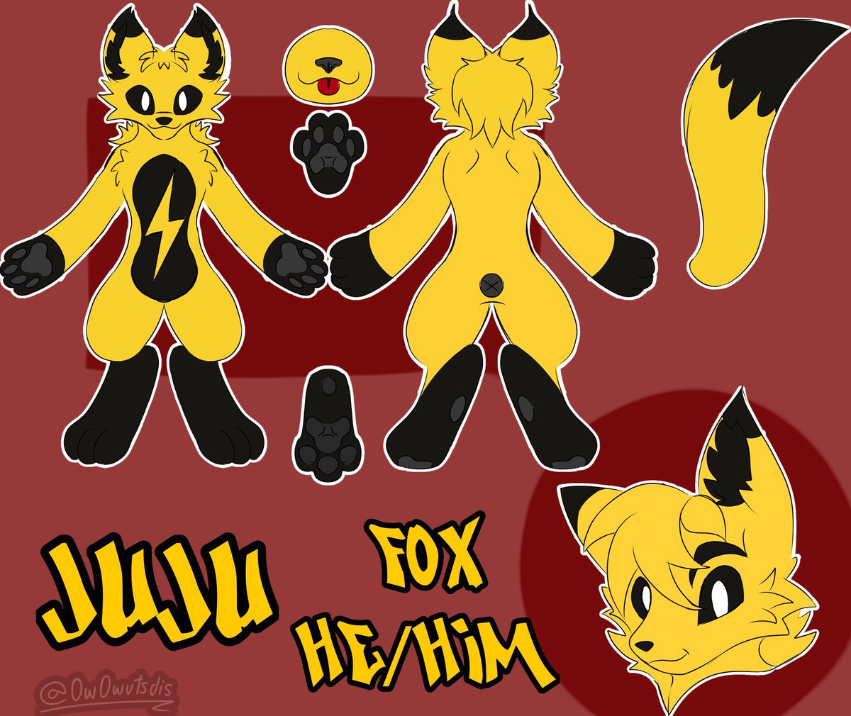 Ref of my cute jolt fox Juju Thank you so much <a href="/0w0wutsdis/">XYNAX ZAPHYRE</a> pooks! ^^