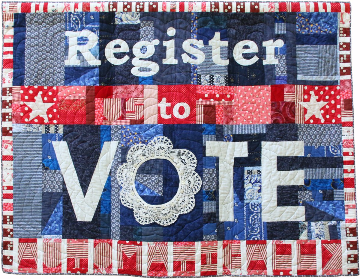 CtrKnitCrochet's tweet photo. A reminder to register and cast your vote today, November 5th, 2024!
One of our incredible #CommunityCollection pieces is the Register to Vote Quilt. Suzann Thompson, CKC member and talented fiber artist designed this piece, which features a #Crochet doily. https://t.co/O4lXbpp2b8