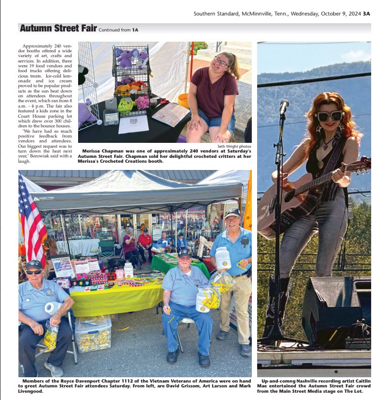 Guess who made the press?? Whoop whoop ❤️🎶 Thank you Seth of the Southern Standard Newspaper for this photo from the @McMinnvilleAutumnFair 🎶🎶🎶🙌❤️❤️❤️❤️#caitlinmae #singersongwriter  #Artist #music