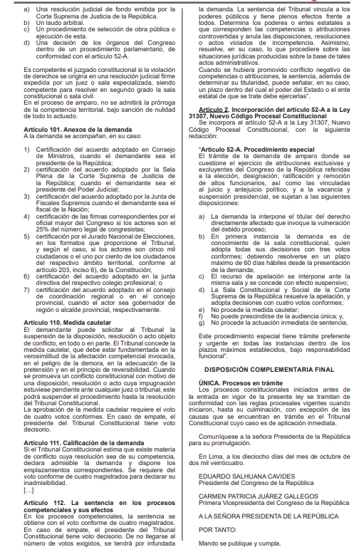 Ojo_Publico's tweet photo. #LoÚltimo El Gobierno oficializó la ley 32153, que modifica el Código Procesal Constitucional, para limitar el control de convencionalidad en el país. La norma indica que los jueces solo podrán analizar las sentencias de la @CorteIDH en las que el Perú sea parte del proceso.🧵 https://t.co/qYR6LQNe2w
