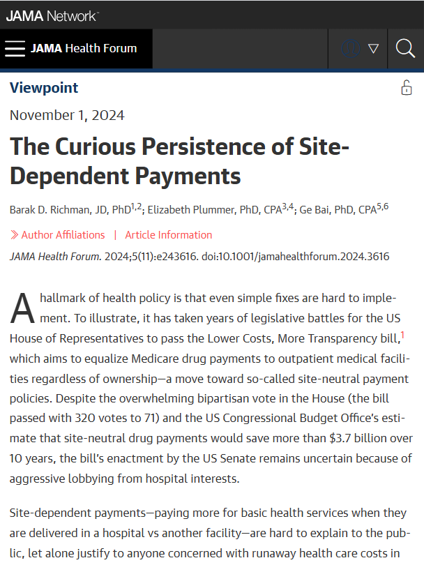 Viewpoint by <a href="/BarakRichman/">Barak Richman</a>, Elizabeth Plummer, and <a href="/GeBaiDC/">Ge Bai</a> considers supply- instead of buy-side pressure to address the inflated cost of basic health services provided by hospitals. ja.ma/48ESPp6