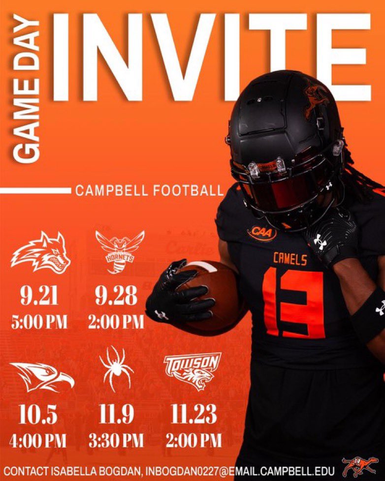 Zach Maradiaga ('26 K/P) (@zachmaradiaga) on Twitter photo Thank you for the gameday invite!
<a href="/JoeCockerham/">Joe Cockerham</a> <a href="/isabellabogdan/">Isabella Bogdan</a> <a href="/Coach_BHarris/">Coach Braxton Harris 🐪</a> <a href="/GoCamelsFB/">Campbell Football</a> Thank you for the gameday invite!
<a href="/JoeCockerham/">Joe Cockerham</a> <a href="/isabellabogdan/">Isabella Bogdan</a> <a href="/Coach_BHarris/">Coach Braxton Harris 🐪</a> <a href="/GoCamelsFB/">Campbell Football</a>
