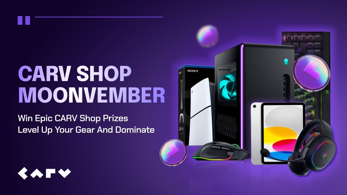 carv_es's tweet photo. ¡Olvídate de Uptober!

¡Ya llegó CARV Shop Moonvember!

Gánate algunos de estos premios:

• GEMs
• Juegos (Sea of Thieves, Space Marine, y más)
• Gadgets (PS5, Nintendo Switch, productos Razer y más)
Comienza a comprar aquí: https://t.co/00EFfz2JKX
P.D. Si no lo sabías, los GEMs se pueden canjear por artículos impulsados por CARV. 👀