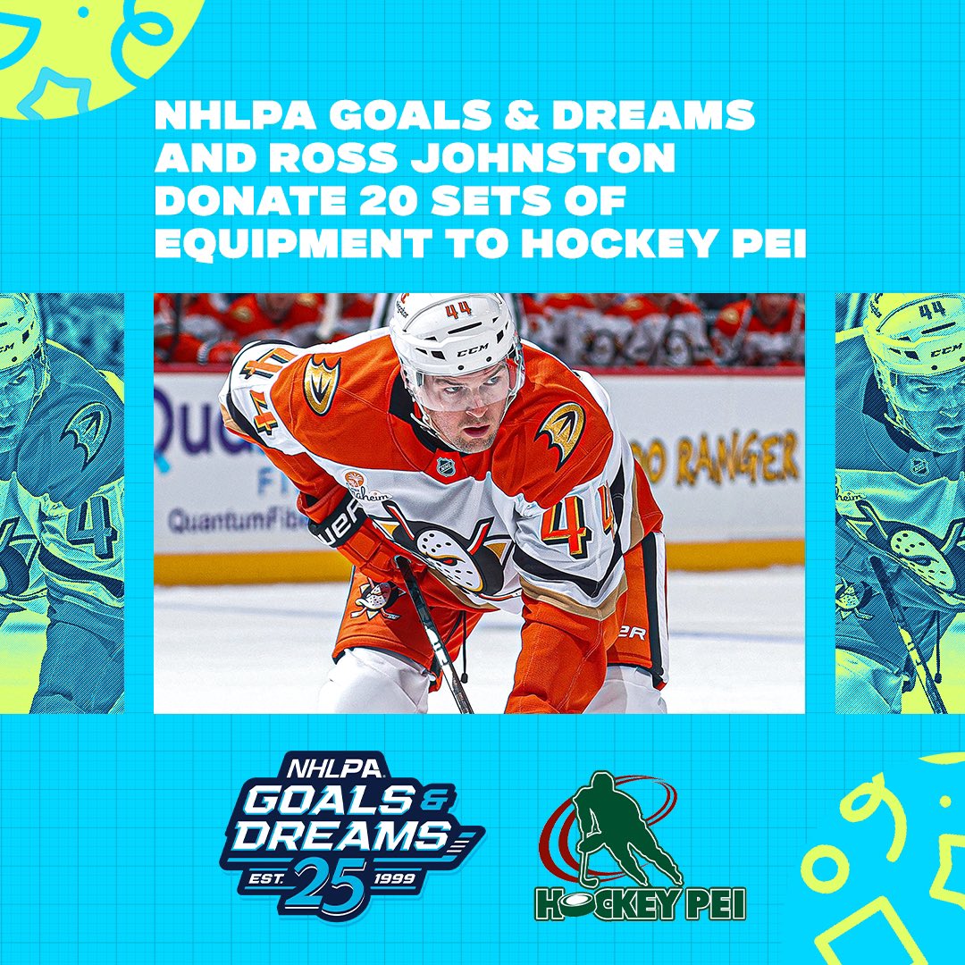 📣 <a href="/HockeyPEI/">Hockey PEI</a> is excited to announce it has been gifted 20 sets of new hockey equipment courtesy of the NHLPA Goals &amp; Dreams and NHL’er Ross Johnston! 🙌

DETAILS 📝 | hockeypei.com/post/nhlpa-goa…

#PEIProud | <a href="/NHLPA/">NHLPA</a> | <a href="/AnaheimDucks/">x - Anaheim Ducks</a>