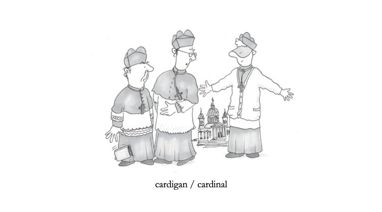 CaptQwerty's tweet photo. #strangeneighbours No. 267 #cardigan #cardinal Is there a big market for ecclesiastical casual wear? I think we should know. #cartoon #Catholic #cardinals #rome #illustration #wordplay https://t.co/EFMSl1eWC1