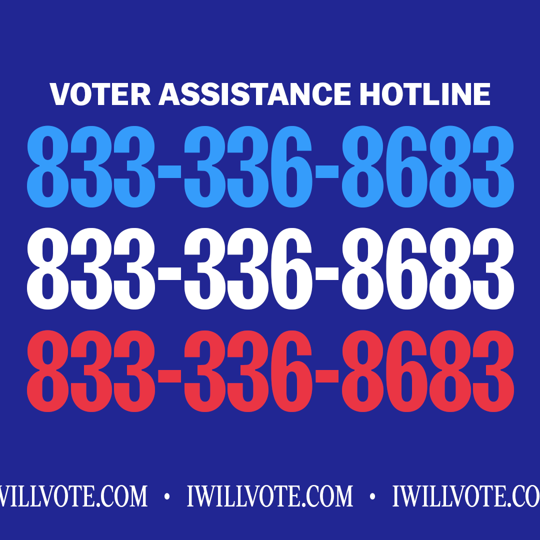 DouglasEmhoff's tweet photo. If you need help voting, call the Voter Assistance Hotline at (833) 336-8683. https://t.co/9WEifqLFrp
