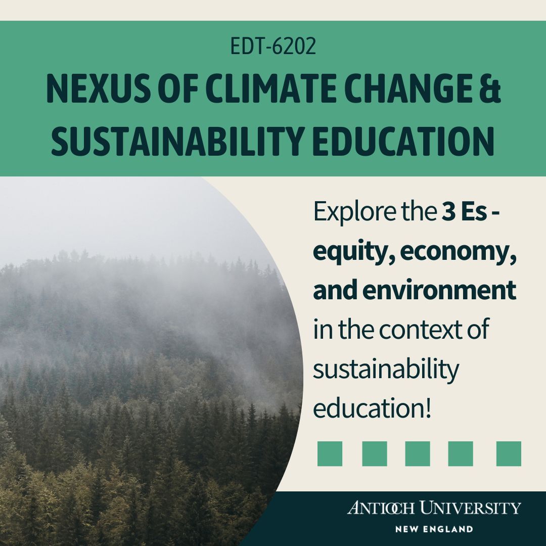 Explore the three Es - equity, economy, and environment - in the context of the history and practice of sustainability education.

Stay tuned, registration for new and visiting students will open on November 13th!

#teachertwitter #edutwitter #AUNE #education @antiochu