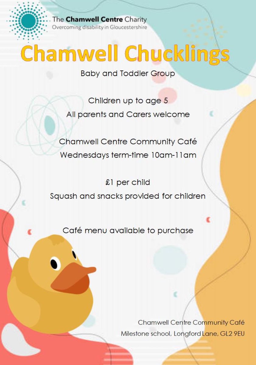 ChamwellCentre's tweet photo. Come along to Chamwell Chucklings for little ones up to age 5 The session is led by an experienced adult, and we’ll provide the space and activities, but parents/carers need to stay. 
Grab a coffee or snack from the café menu while you’re here – we’d love to see you! 🐥 https://t.co/9H6mt2sefJ